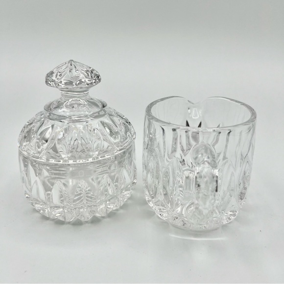 Gorham Crystal Creamer Sugar with Lid Althea Full Lead 2pc Set Vintage W Germany - Picture 4 of 8